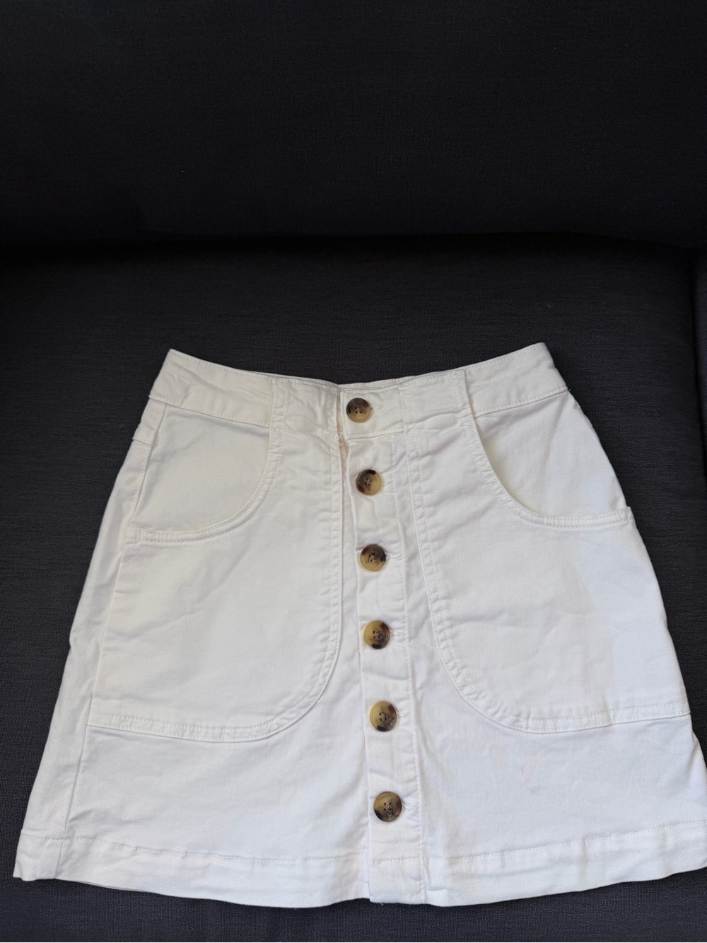 Marine Layer Cream Button-Front Mini Skirt